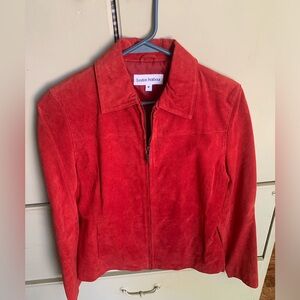 Red Suede Leather Jacket, Boston Harbour